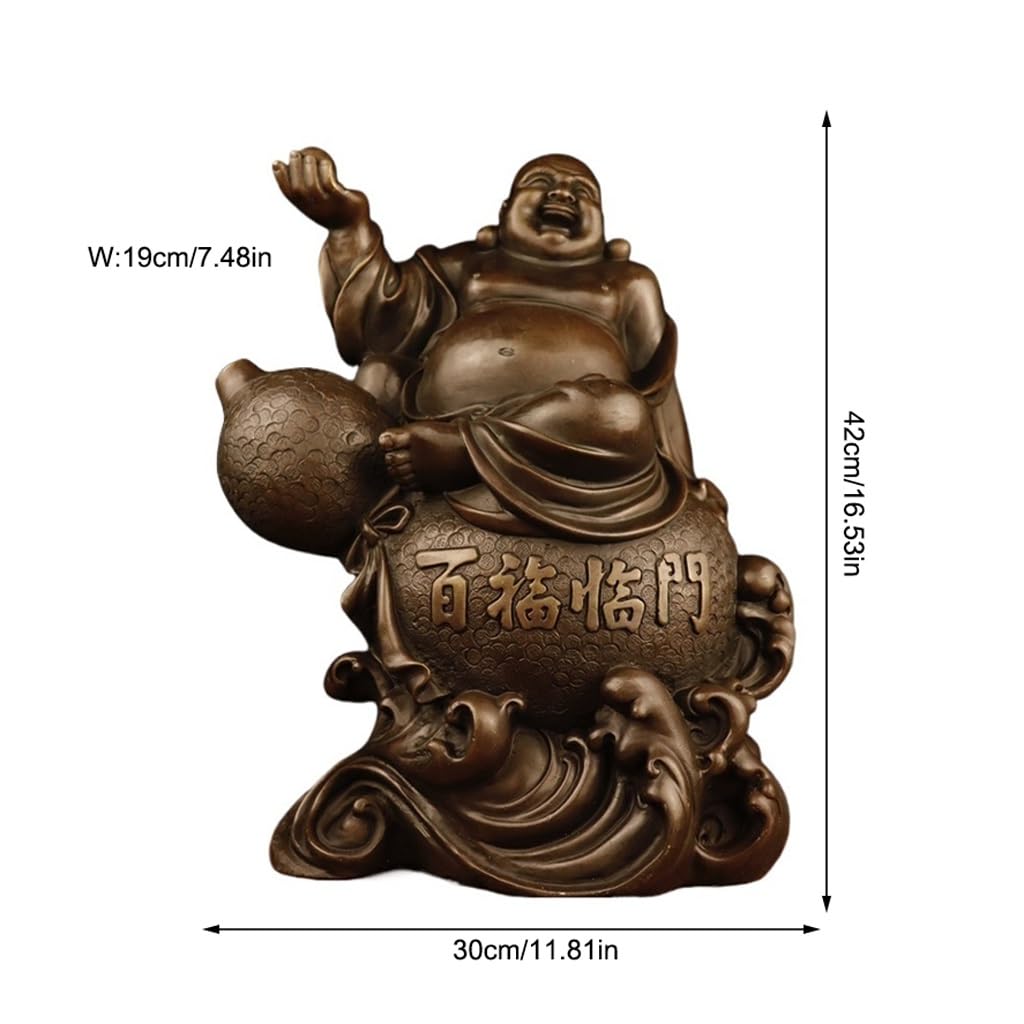 Posąg Buddy do wnętrz brązowa figurka Budda Maitreya Budda uśmiechnięty Budda miedziane ozdoby domowe rzemiosło Bodhisattwa statua medytująca statua buddy figurka rzeźba