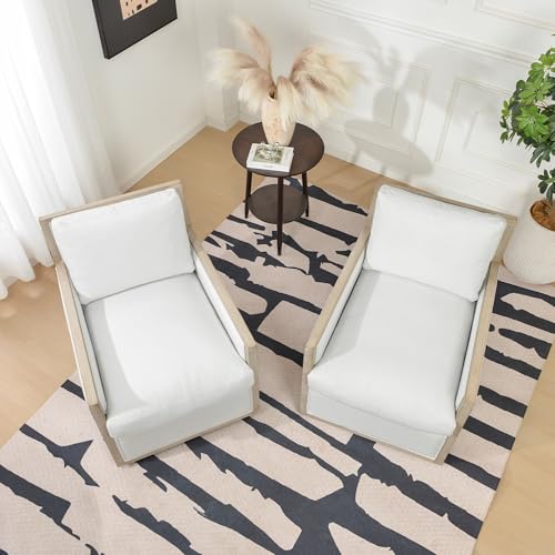Sillón giratorio plegable tela rendimiento beige miniatura 5