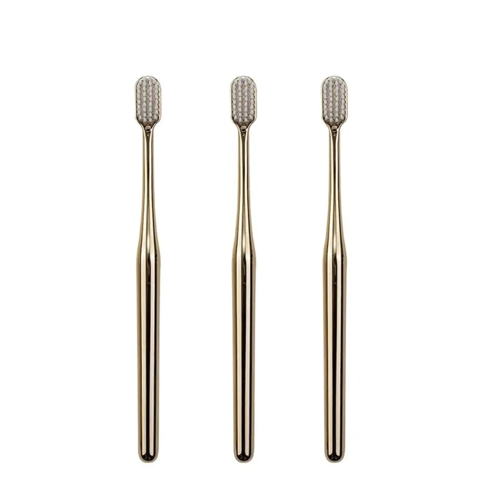 Kunyos Men's 3Pcs Gold Wh Manual Toothbrush 1/2/3/4Pcs Gold Toothbrush Luxury Soft Teeth Brush Wo Adult Toothbrushes Electroplated Brushes Brush(3Pcs Gold Wh)