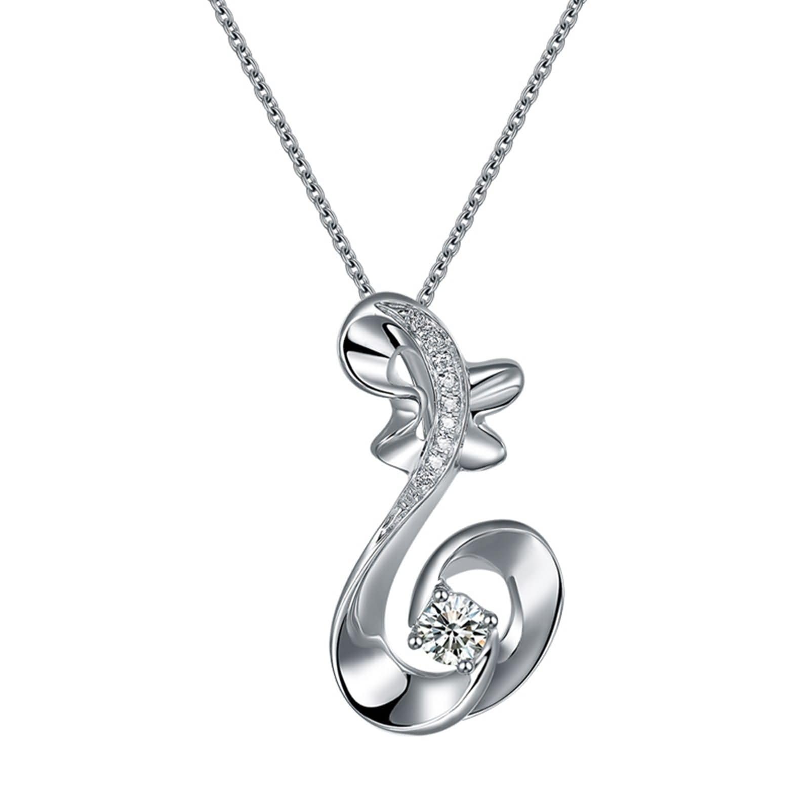 9K / 14K / 18K białe złoto wisiorki, 0,15ct diamentowa uwaga, srebrny naszyjnik damski
