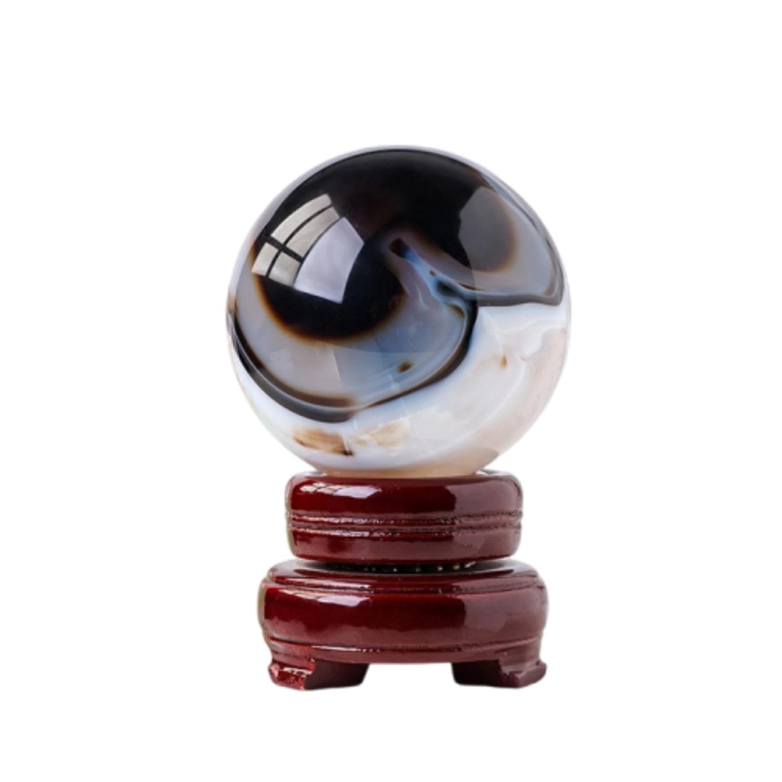 AUOQKQUT Black and White Striped Agate Crystal Ball Agate raw Stone Polished Stone Ball Home Desktop Feng Shui Ornaments,70mm