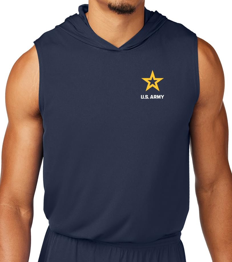 Buy Cool Shirts Men's US Army Logo White (Chest Print) Muscle Hoodie T-Shirt