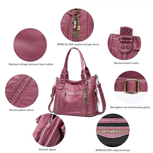 Image of Worldlyda Crossbody Bags for Women Large Tote Soft Leather Purses Washed Y2K Hobo Vintage Handbag Shoulder City Bag