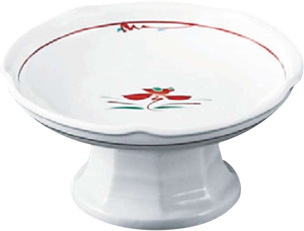 Yamasita Craft 11553110 Red Picture Flower Crest Plum Shaped High Base Sashimi Pot, Large, 6.5 x 6.5 x 3.1 inches (16.5 x 16.5 x 8 cm)