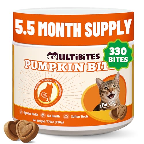 MULTIBITES 330 Bites Pumpkin Cat Treats Natural Cat Treats Healthy with Pumpkin Powder for Cats Psyllium Husk Digestive Support Kitten Snacks for Stool Firm & Gut Health