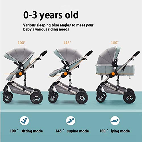 3 In 1 Kinderwagen Carriage Foldable Luxebuggy Wandelwagen Anti-Shock Springs High View Kinderwagen Kinderwagen Bugg Met Baby Basket For Pasgeboren (Color : Black) - Afbeelding 7