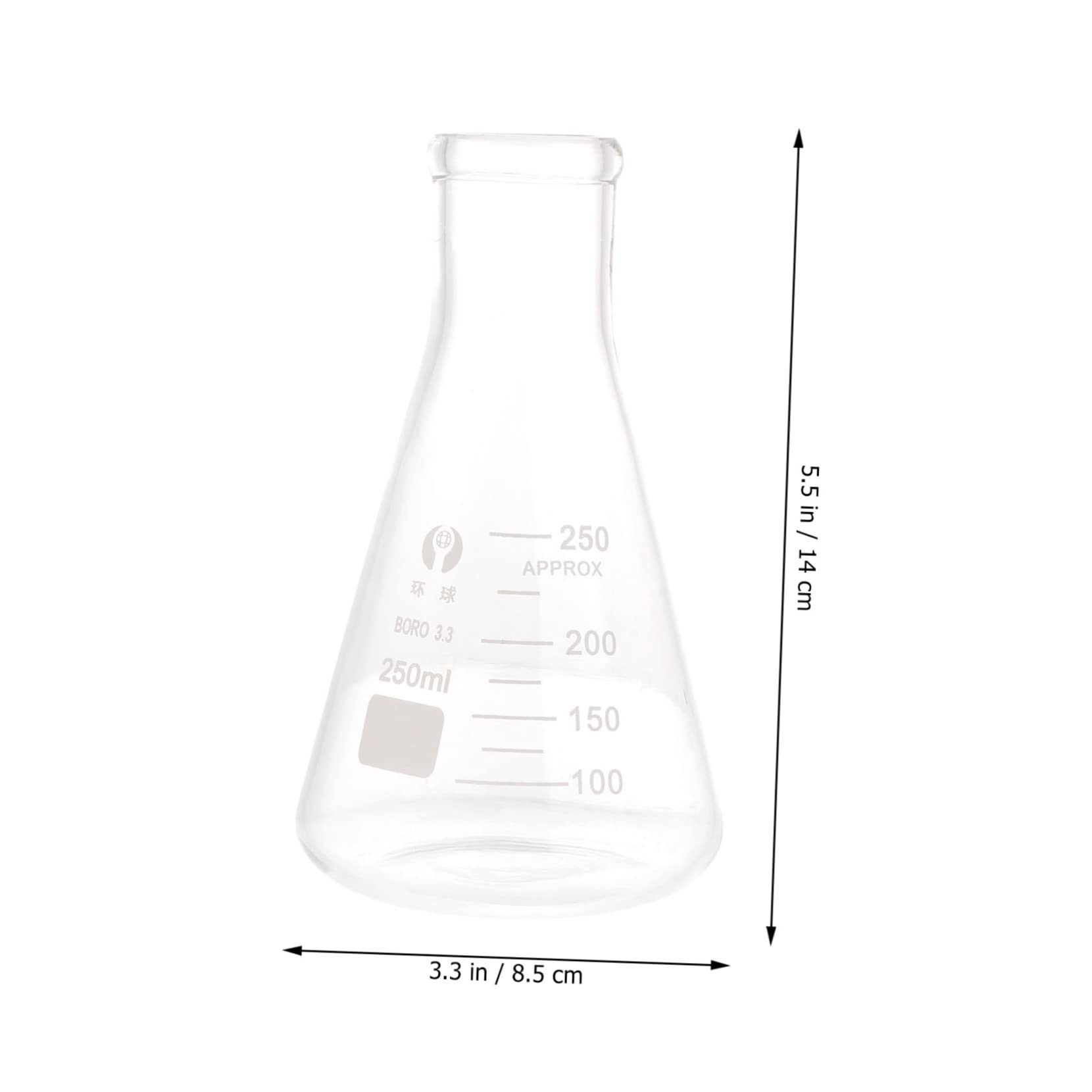 Beuta Conica in Vetro Borosilicato 4 Pezzi per Laboratorio | Forma Triangolare a Collo Largo, senza Bave e Misurazione Accurata, per Scuola e Lezioni di Chimica