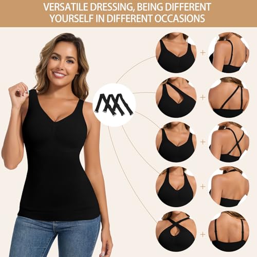 Image of JOYSHAPER Shapewear Camisole with Built in Bra Compression Halter Tops for Women Tummy Control Shapewear Tank Top Padded Bras