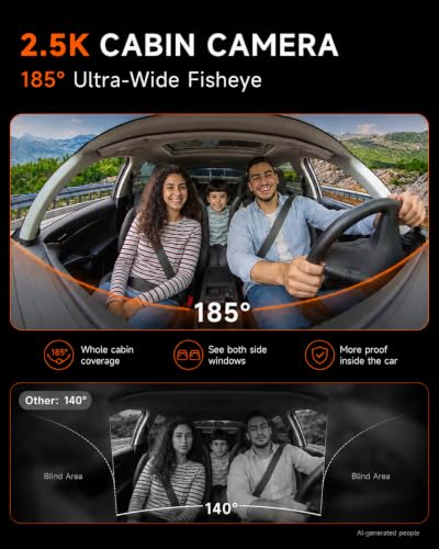 360° Dash Cam Front and Inside 4K+2.5K, 2 Channel Dashcam for Car - image 3