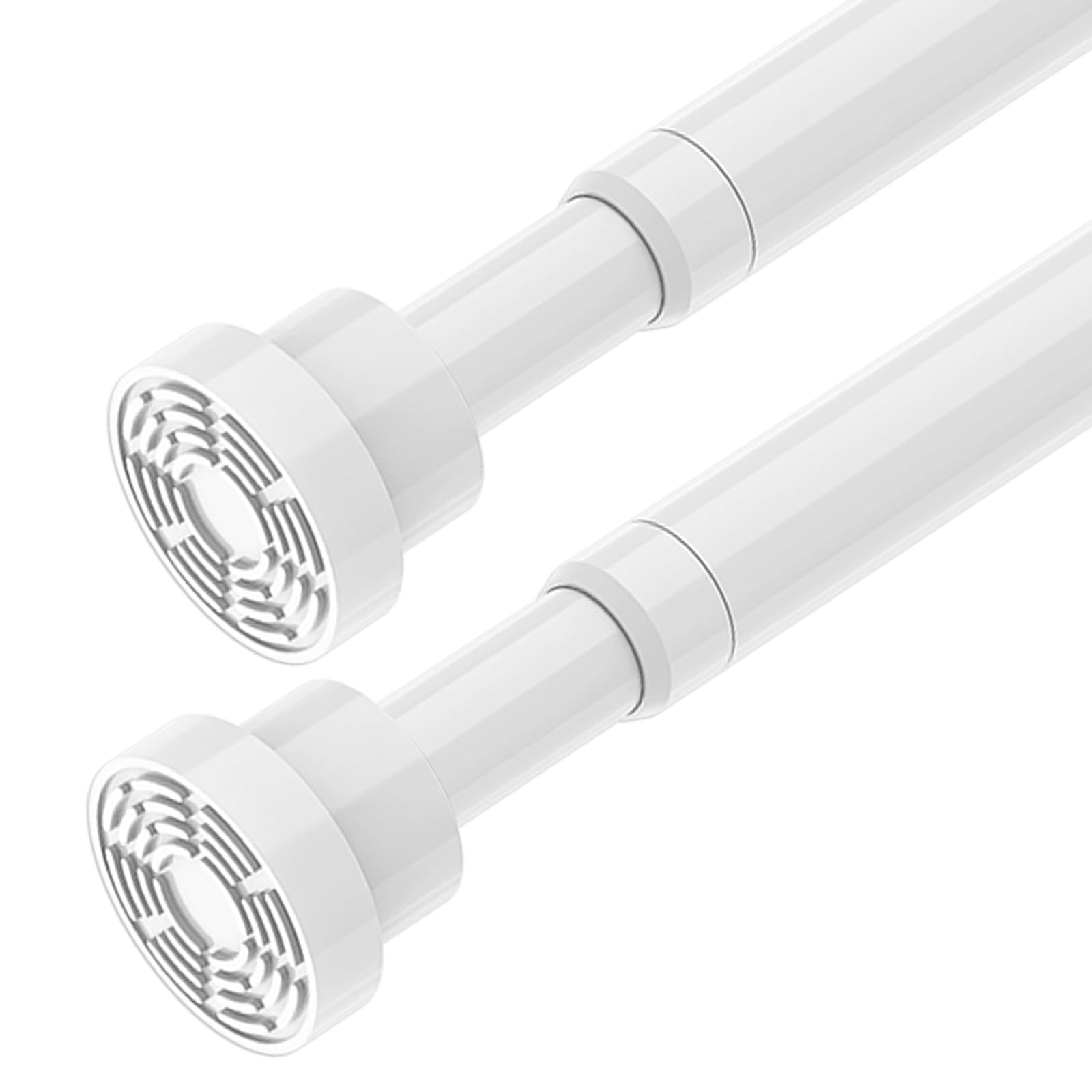 2Pcs Net Curtain Rod 85-112cm, Extendable Curtain Poles No Drill White Tension Rod for Small Windows, Door, Cupboards, Clothes, Bathroom, Bedroom