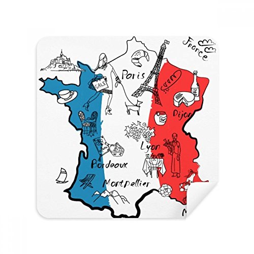 Drapeau national tissu lunettes France et chiffon nettoyage téléphone 2Pcs