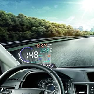 5.5'' HUD Head Display Multi-Color Windshield Screen Projector Vehicle Speed, Vehicle Hud Overspeed Alarm, Display Km/h MPH, OBDII/EUOBD Interface Plug