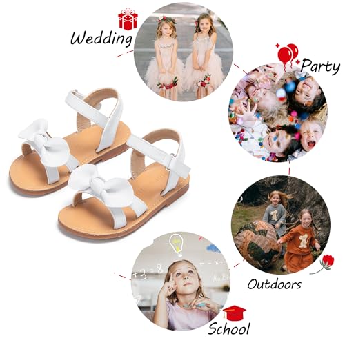 Image of PHIRAMIN Toddler Girl Sandals - Flower Girl Dress Shoes Open Toe Little Kid Flats