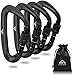 CLIFFORD Karabiner I 500 Kg Belastbarkeit I 2er oder 4er Pack I Erstklassiges Karabinerhaken Set Inklusive Praktischem Beutel I Ultraleichte Aluminium Karabiner in Schwarz