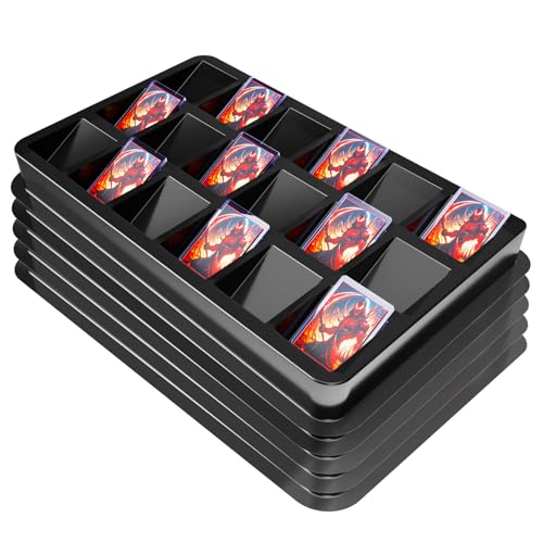 Coolbyl Card Sorting Tray for Toploader 5ct Stackable Trading Card Organizer Display Case 18-cell Organize and Sort TCG Cards Durable and Convenient Storage Solution