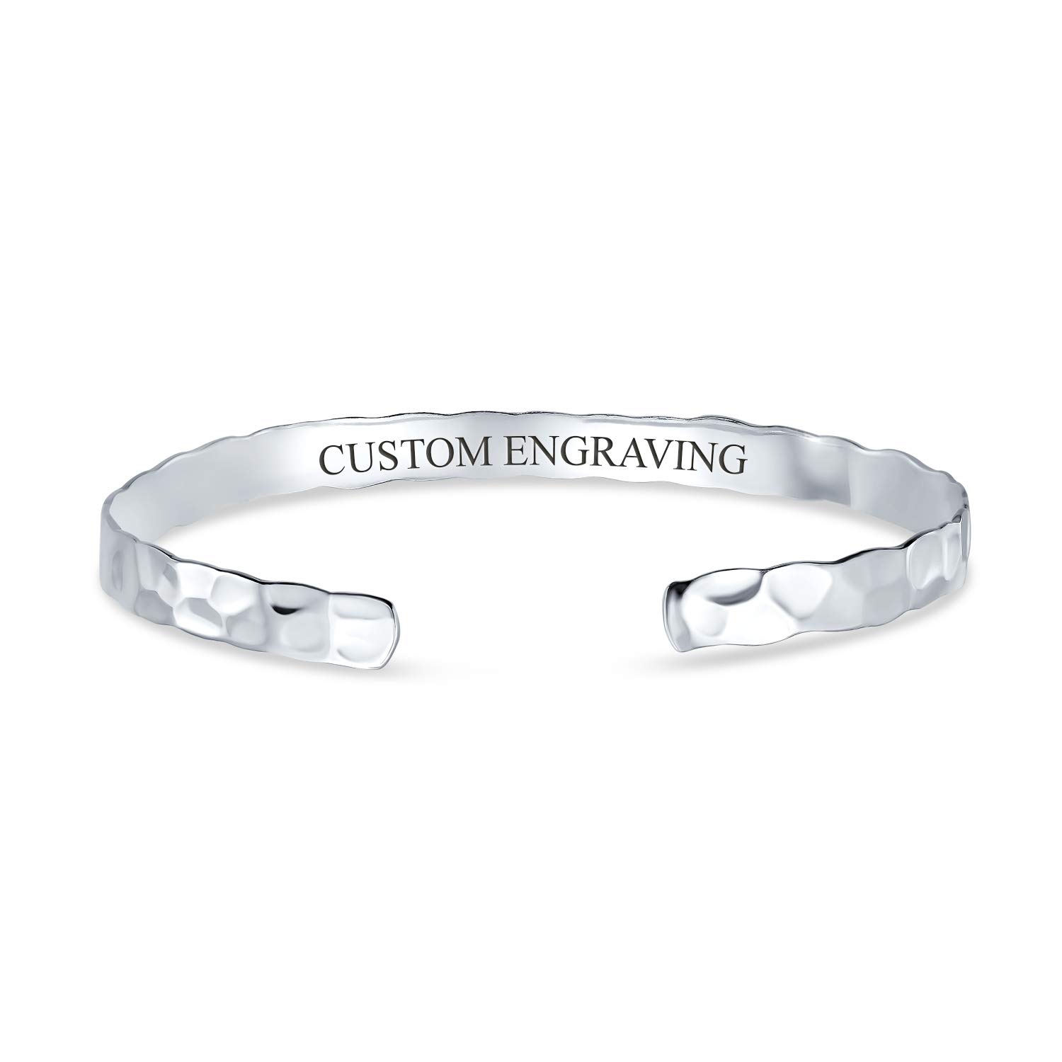 Bling Jewelry Bracciale Rigido Martellato Impilabile A Nido D'Ape Testurizzato Boho Unisex Personalizzabile Per Donne Fidanzate In Argento Sterling Opaco .925