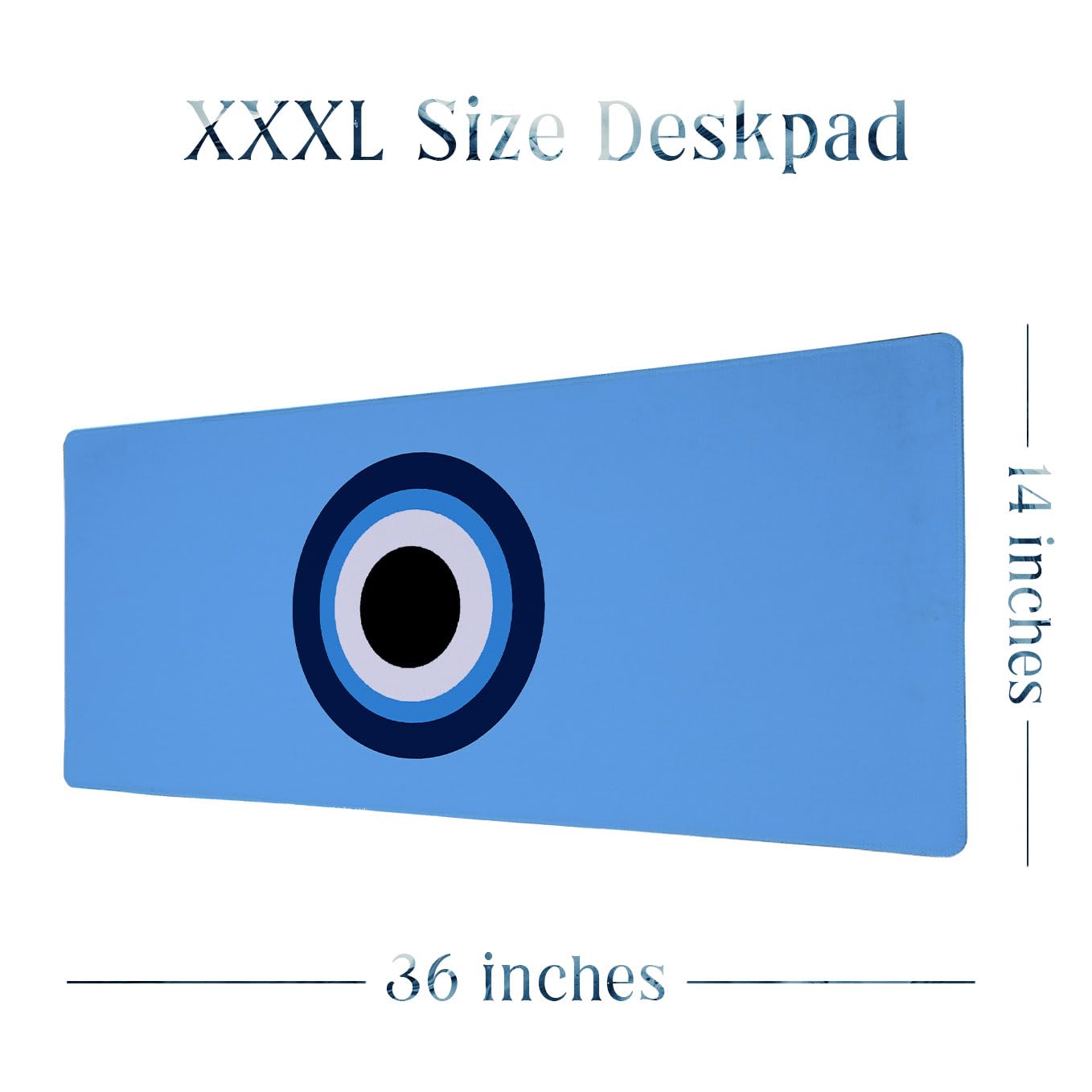 SoulAbiti Minimalist Evil Eye Guard Extended Desk Pad (36x14 Inch) - Mystic Symbol Series XXL Mouse Pad - Non-Slip Rubber Base & Stitched Edges 1