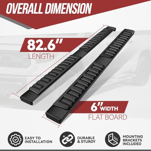 Estribos laterales 6" aluminio negro compatibles con Chevy GMC 2007-2019 miniatura 3