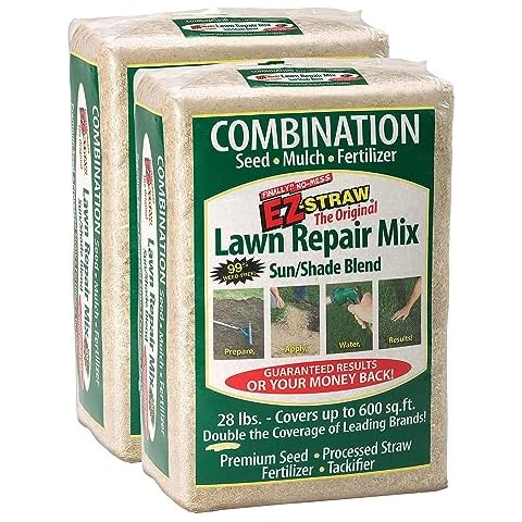 EZ Straw Lawn Repair Mix – Sun/Shade Blend – Combination Seed, Mulch, Fertilizer (28 lb. Covers 600 sq. ft.) Cover