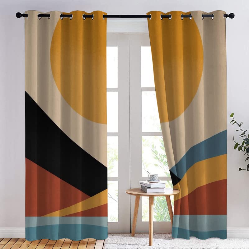 Générique Rideau Occultant Soleil Rideaux Thermiques à Oeillets pour Chambre, Motif Boho Rideaux Salon Moderne Lot De 2 Décoration De Fenêtre pour Chambre Enfant Fille Garcon Rideaux, 140x240 G-1&012