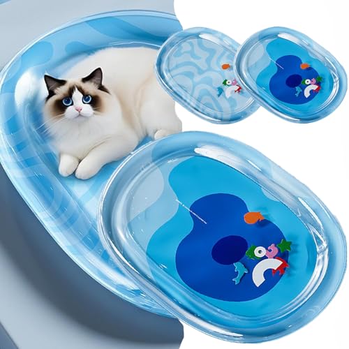 DIANX ペット用ウォーターベッド 猫 犬 ウォーターマット 濡れない 冷感 ひんやりマット 冷却機能付き猫ベッド 水感覚パッド 折りたたみ可能 ペット 厚みのある水感覚プレイマット 撥水 防水 耐摩耗 ペット遊びクッション 夏用 ペット用品