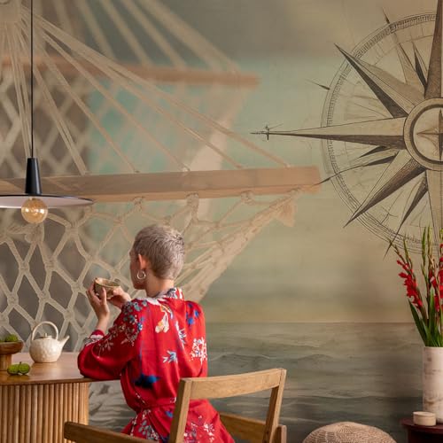 Papel pintado autoadhesivo clásica de 152x104 cm con diseño de mar para pared de salón 4