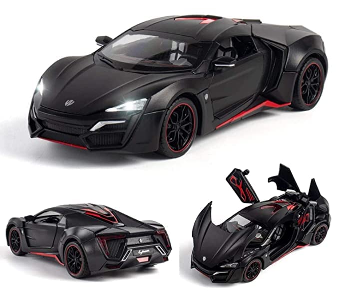 Image of Invite Enterprise 1:24 Scale Wheels Diecast Lykan(Large) Hyper Sport Metal Model Pull Back Alloy Toy Cars with Light and Sound Collection【Colors as Per Stock】
