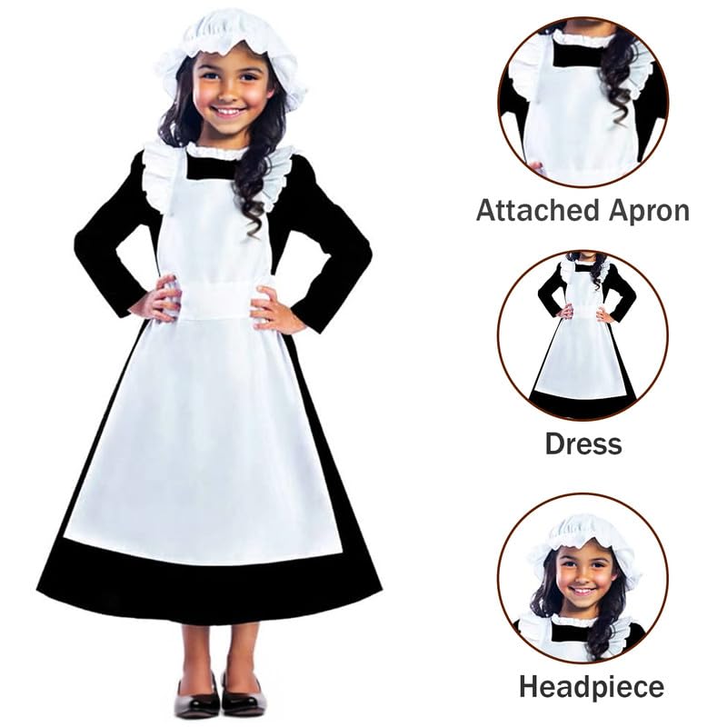 My Illusions Girls Victorian Maid Kids World Book Day Historical Poor Girl Fancy Dress Outfit (Small 5-6 Years) - Image 2
