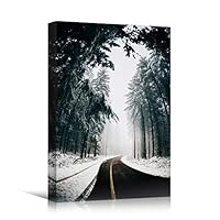 Canvas Wall Art Winter Trees Cool Dramatic Forest Multicolor Nature Photography Rustic - 12x18 inches