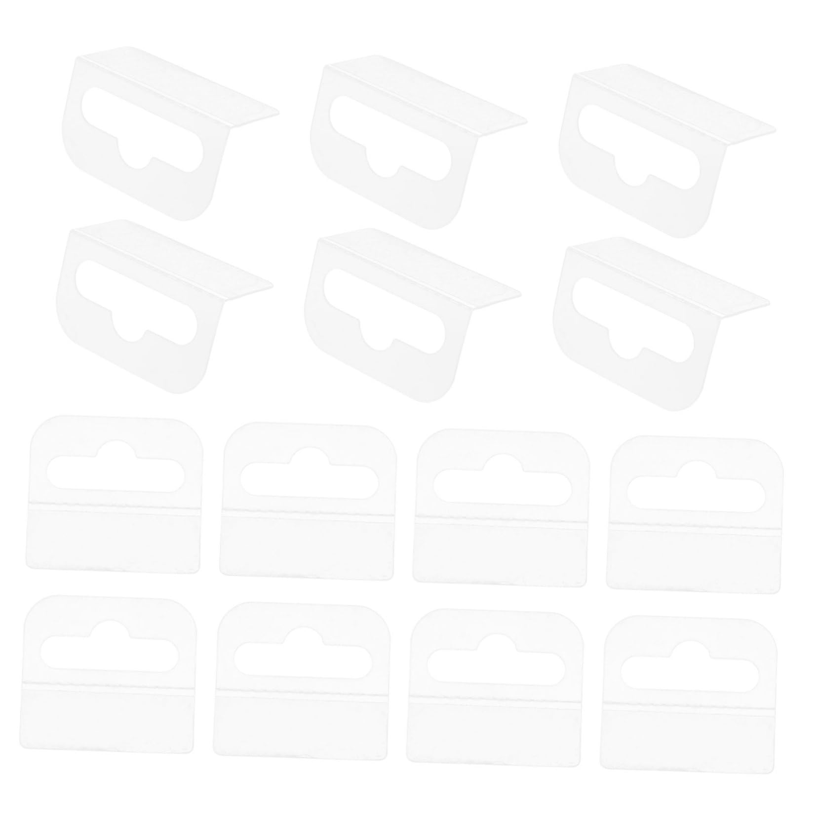 SOLUSTRE Strong Adhesive PVC Hooks 100pcs 4.5x4cm Versatile Hanging Tabs for Retail Display Shops and Supermarkets
