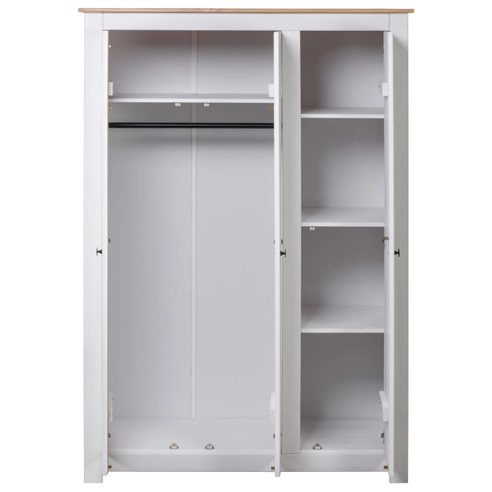Kleiderschrank 3-Türig Weiß 118×50×171,5 cm KinderkleiderschräNke Wardrobe Bedroom Schrank Schlafzimmer Kleiderschrank Kinderzimmer Kiefer Panama Serie
