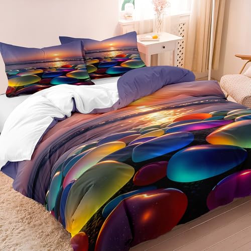 Housse de couette 150x200 cm soleil 3D parure de lit réversible microfibre fermeture éclair