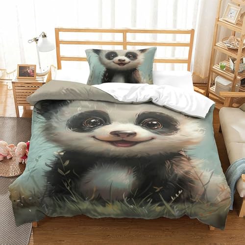 Housse de couette Panda 135x200 anti-transpiration en microfibre douce 3D