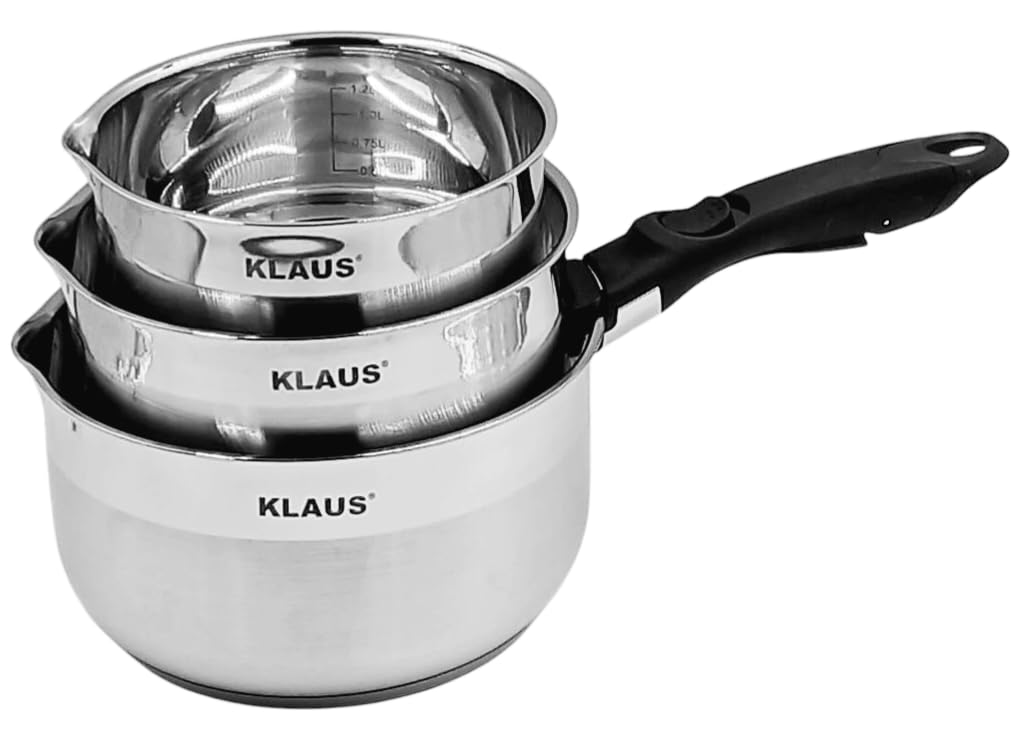 set de 3 casseroles en inox haute qualité- induction & four,poignee Amovible,Cuisson Saine - Diamètres et capacités : 16/18 /20 cm