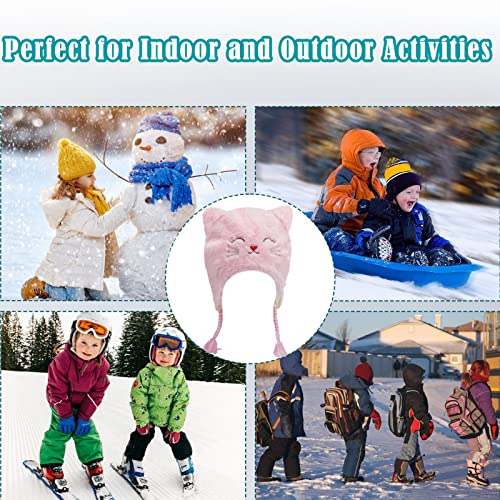 Luckybunny Toddler Girls Unicorn Winter Hat Warm Fleece Cute Cat Beanie Kids Earflap Cap For Cold Weather #TOP6