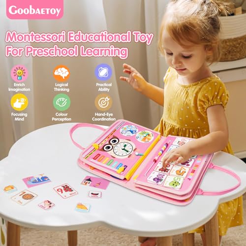 Image of 3 Year Old Girl Birthday Gift, Montessori Busy Board Book, Toddler Toys for 3-6 Year Old Girls Gift, Educational Sensory Learning Activity Toys for Airplane Car Indoor Outdoor