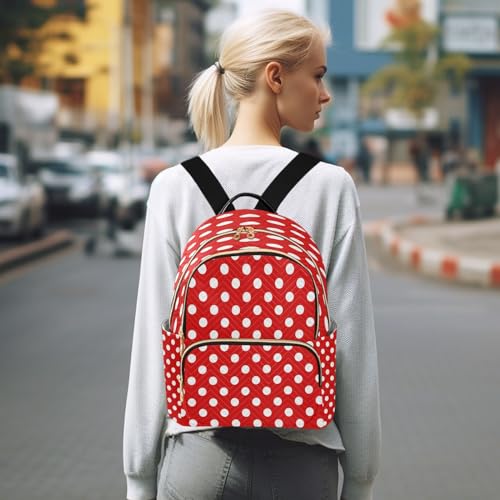 Image of ALAZA White Polka Dot Red Women Backpack Purse Ladies Fashion Shoulder Bag Daypack Travel Bag 10L