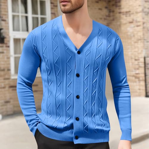 Lightweight Cardigan Sweaters for Men Button Down Knit Sweater Casual Open Front Cardigan V Neck Sweaters2