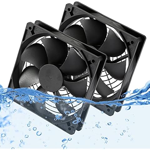 12V DC IP67 Waterproof Fan 120mmx25mm 4.72inch 2-Pack High Speed 12 Volt Dual Ball Bearing 2 Wire 3Pin Exhaust Cooling Fan 3000RPM Cover