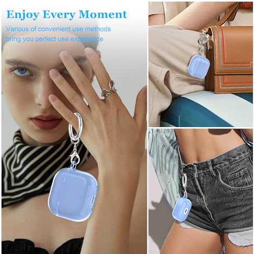 Image of for AirPods 4th Generation Case Cover 2024, Military-Grade Shockproof, Soft TPU Highly Transparent Anti-Yellowing for AirPods 4 Case with Cleaning Kit & Cute Round Buckle, Clear Blue