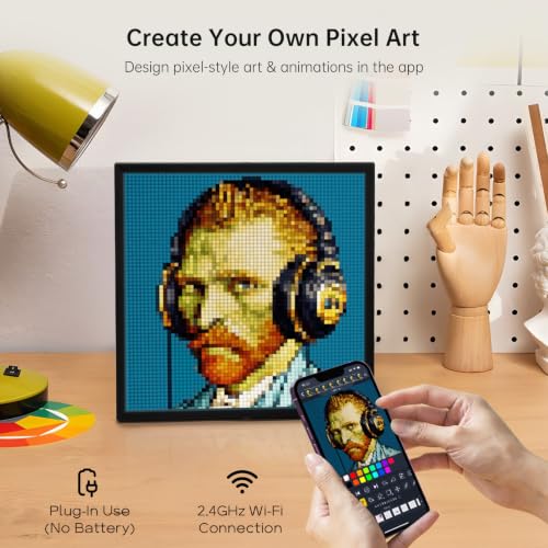 Image of Divoom Pixoo-64 - WiFi Pixel Cloud Digital Frame with APP Control,64 X 64 LED Panel Display Frame for Gaming Room Decoration /Social Media Fans Counter