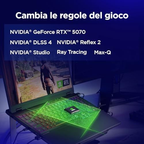 Legion 5 Gaming Laptop - Display OLED WQXGA 15" 165Hz, Nvidia GeForce RTX 5070 8GB, Intel Core i7-14700HX, RAM 32GB, SSD 1TB, Windows 11 Home, Tastiera RGB italiana - Eclipse Black - Notebook - Immagine 7