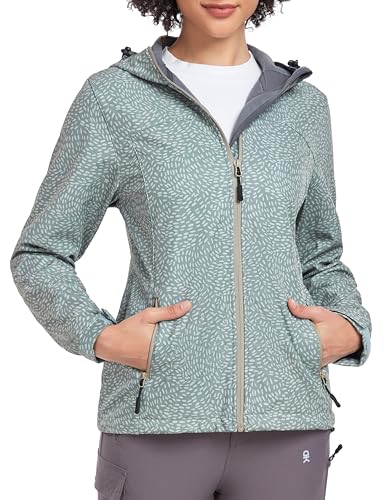 Little Donkey Andy Women's Softshell Jacket Hooded Windproof Fleece Lined Jackets, Lightweight