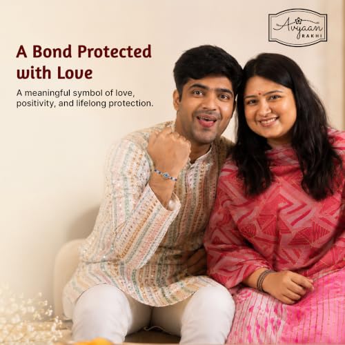 Image of Avyaan Handmade Evil Eye Beadwork Rakhi for Brother | Handcrafted Evil Eye Thread Band | Premium Beadwork | Soft, Comfortable & Lightweight | Durable | Perfect for Raksha Bandhan
