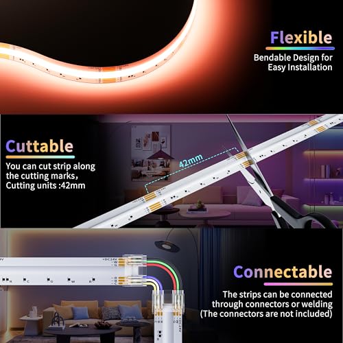 Tira de luces LED COB RGB+CCT 20ft PAUTIX miniatura 4