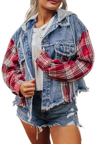 Casual Raw Hem Hooded Jacket - Distressed Details, Spring Style