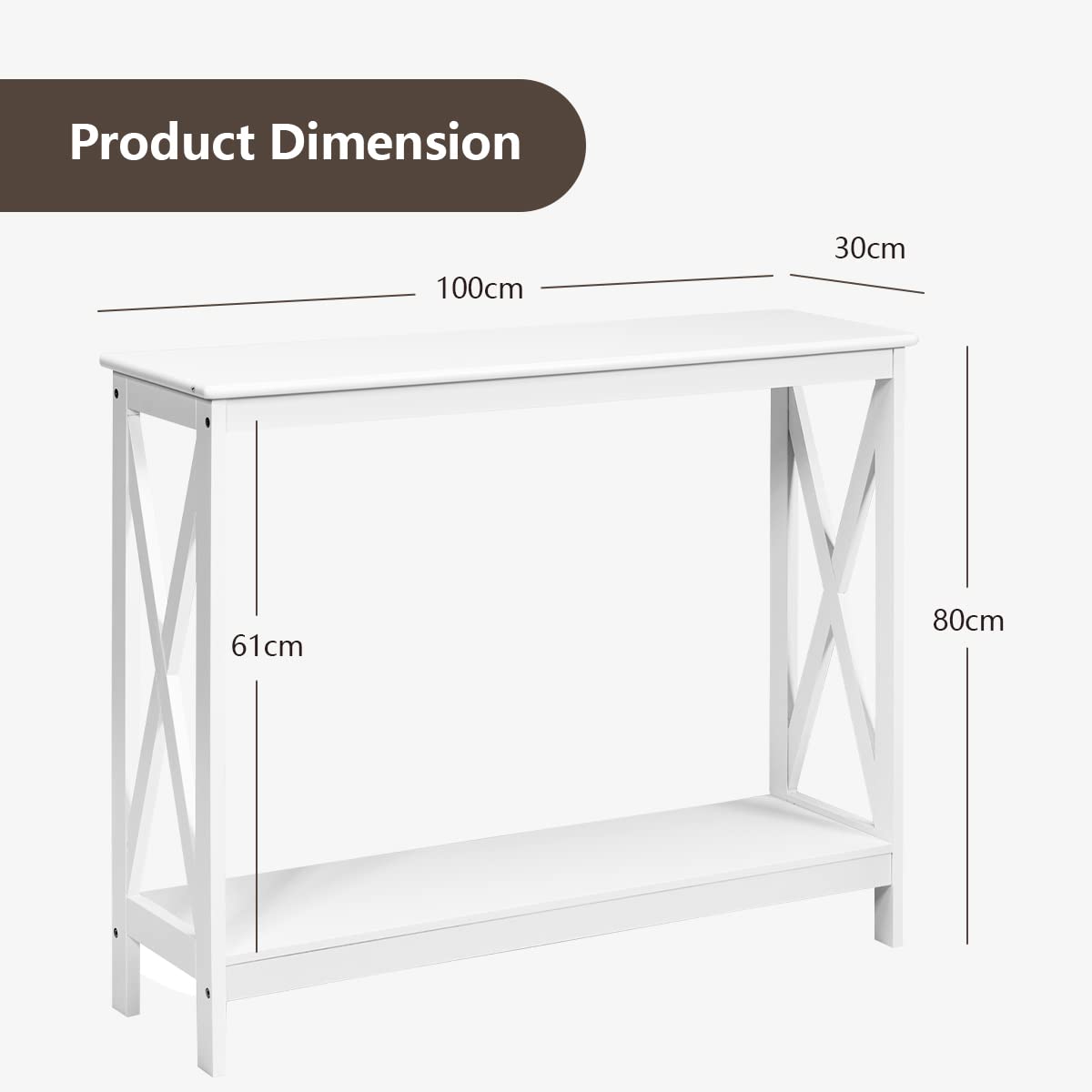 GIANTEX Consoletafel set van 2, nachtkastje smal, bijzettafel hout