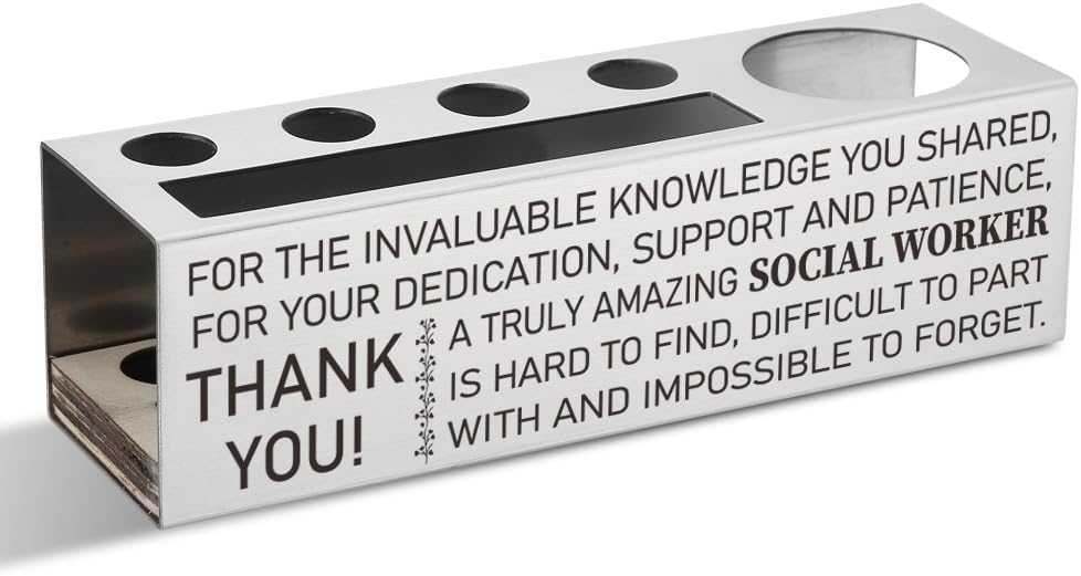 Thoughtful Gifts for Social Worker, Admiration Gifts for Social Worker, Stationery Gifts for Social Worker, Appreciation Gifts for Social Worker, Stainless Steel Pen Holder, LBA2