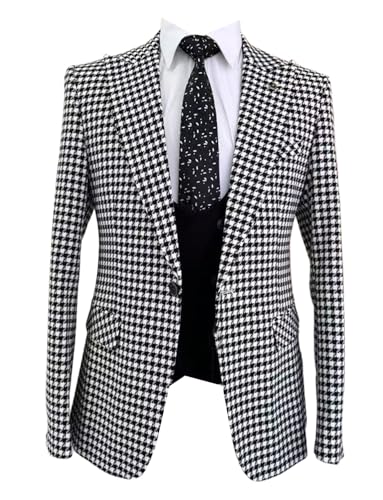 Blazer de mariage pour homme à motif pied-de-poule et revers de pointe élégant