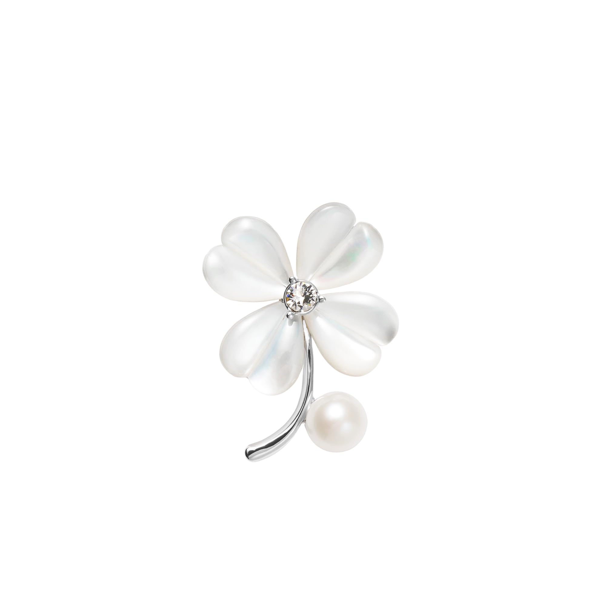 Amazon | 【公式】[ヴァンドームブティック]シェルクローバー ブローチ